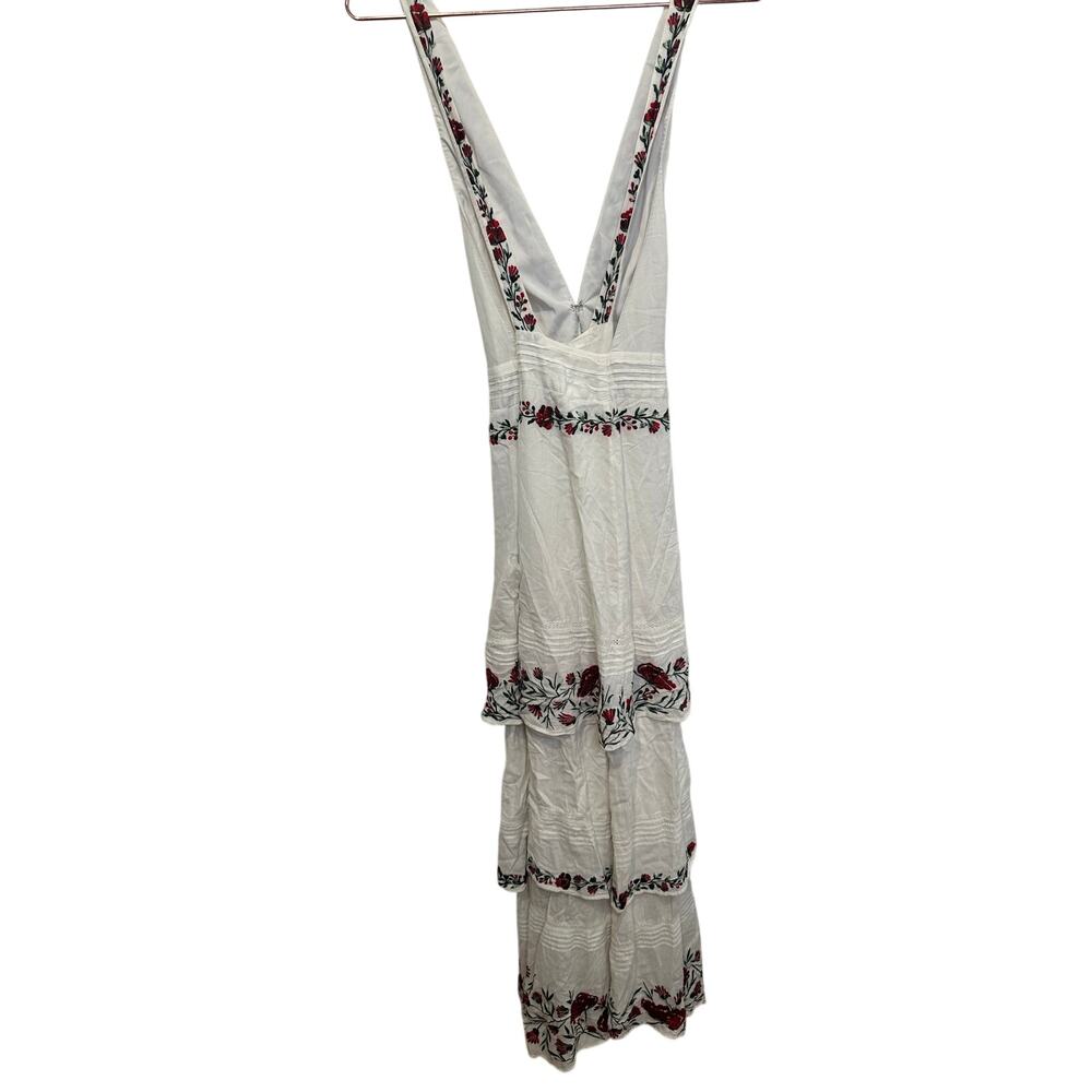 SAYLOR White Red Floral Embroidered Criss-Cross Back Tie Flowy Dress sz Medium - Picture 4 of 10